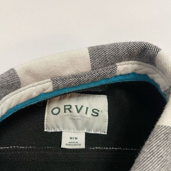 Orvis Black White Plaid Button Up Shirt Size Medium - Picture 5 of 9